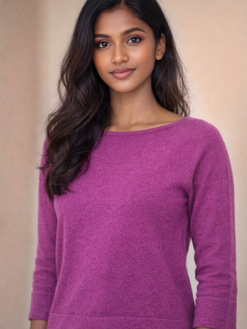 Boden Cashmere Boatneck Sweater Fuchsia 3/4 Sleeve UK 12 - Picture 9 of 9